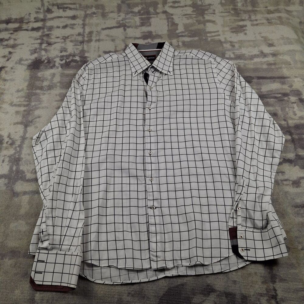 7camicie Shirt Mens 3XL XXXL Black White Micro Check Contrast Collar Italian VTG